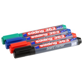Edding White Board Pen Set 4 Assorted Colours 1 to 5 mm Chisel Tip 363/4S