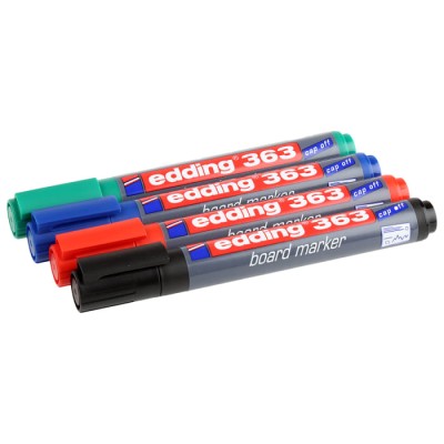Edding White Board Pen Set 4 Assorted Colours 1 to 5 mm Chisel Tip 363/4S