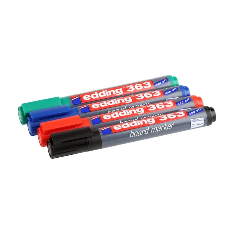 Edding White Board Pen Set 4 Assorted Colours 1 to 5 mm Chisel Tip 363/4S
