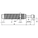 ACE Shock Absorber, 52 mm Body Length, 70 mm Overall Length, 10.16 mm Stroke Length, M12 x 1 Thread Size, MC75EUM-3
