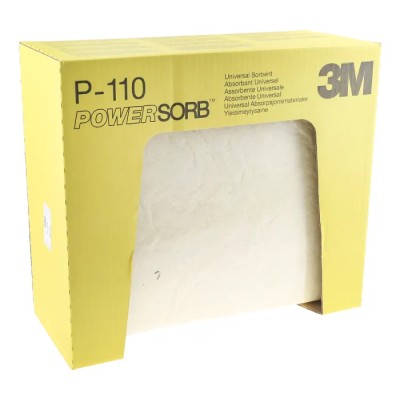 3M Spill Absorbent Sheet for Chemical Use, 68.1 L Absorbent Capacity, Yellow, 330.2mm x 279.4mm, Pack of 50 Sheets P110