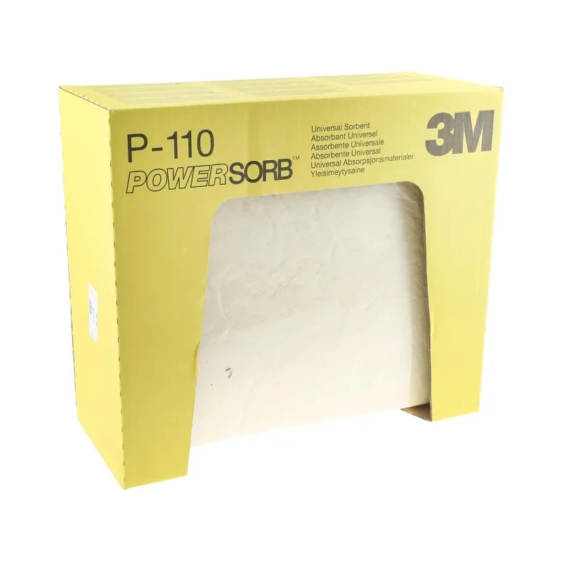 3M Spill Absorbent Sheet for Chemical Use, 68.1 L Absorbent Capacity, Yellow, 330.2mm x 279.4mm, Pack of 50 Sheets P110
