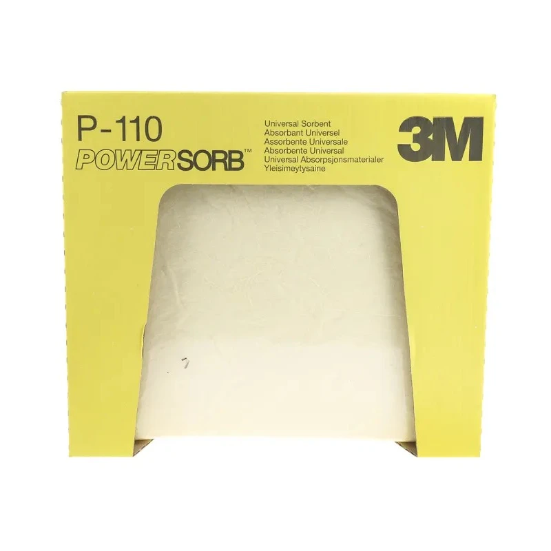 3M Spill Absorbent Sheet for Chemical Use, 68.1 L Absorbent Capacity, Yellow, 330.2mm x 279.4mm, Pack of 50 Sheets P110