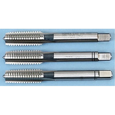 Dormer Metric Standard Hand Tap Set M7 Thread Size, Straight Flute, HSS Material, 3 Piece Set E100M7NO8