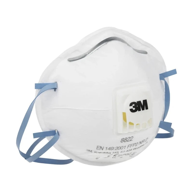 3M Disposable FFP2 Face Mask 8000 Series, 10 Per Pack, Adjustable Nose Clip, White FFP2