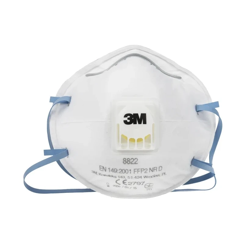 3M Disposable FFP2 Face Mask 8000 Series, 10 Per Pack, Adjustable Nose Clip, White FFP2