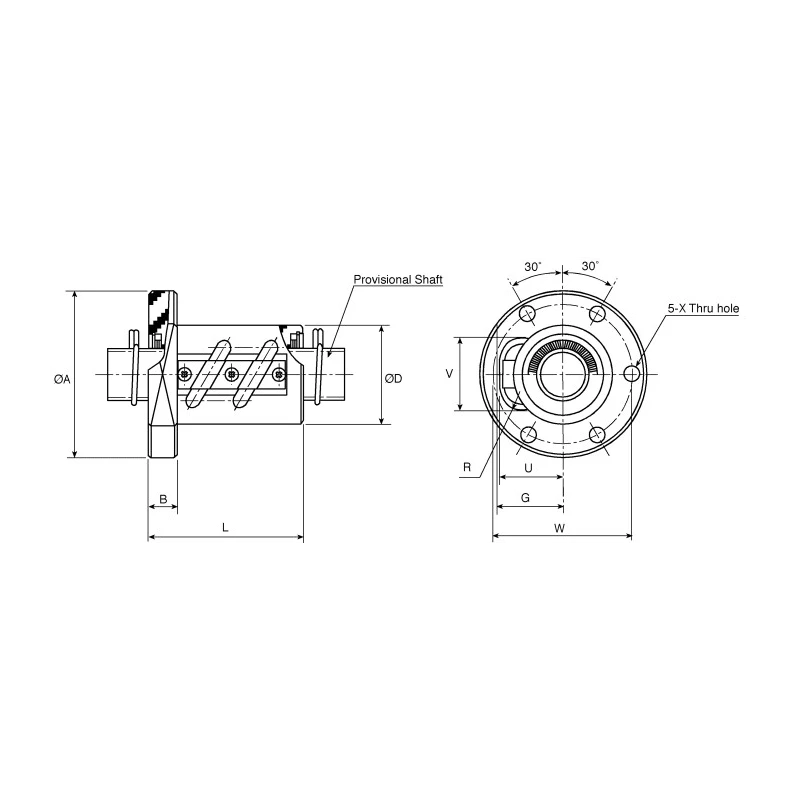 NSK Flanged Round Ball Screw Nut 46 mm Overall Length 40 mm Outside Diameter 5 mm Lead Size 20 mm Screw Shaft RNFTL2005A2.5