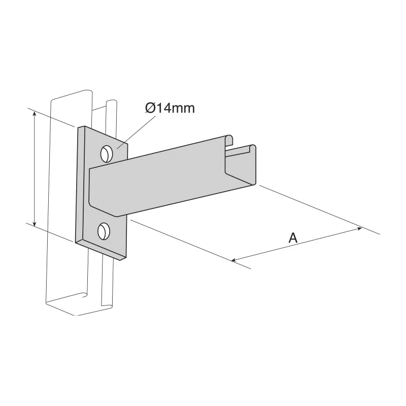 Unistrut Steel Hot Dip Galvanised Cantilever Arm 300 mm Length 135 mm Base Height 45 mm Base Width P 2663 300