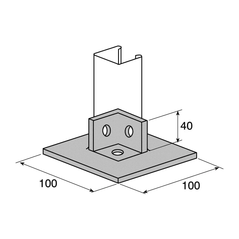 Unistrut Steel Base Plate 41mm Width 100mm Length Hot-Dip Galvanised P 2072 S1
