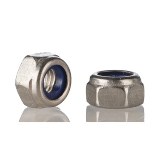 RS PRO Plain Stainless Steel Locknut M4 with Nylon Insert, DIN 985, 7mm Width, 5mm Overall Height 767-810