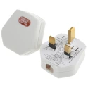 RS PRO 13A 250V UK Mains Plug White Thermoplastic Cable Clamp 269-8722
