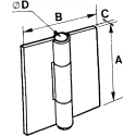 Pinet Steel Butt Hinge Rivet Fixing 60 mm x 60 mm x 2 mm 50-1-3918