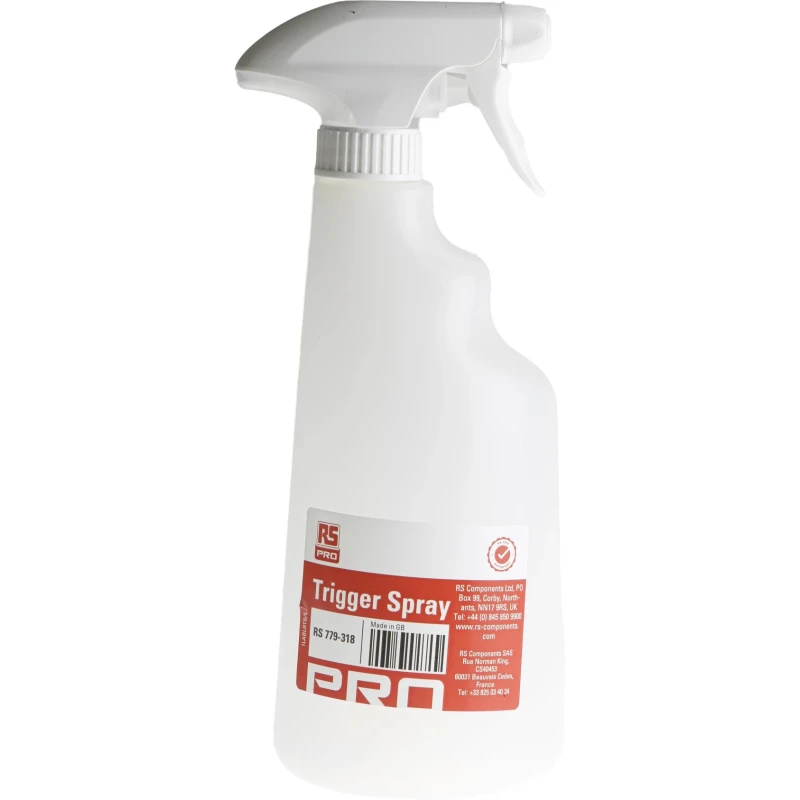 RS PRO Clear Spray Bottle, 600ml Plastic Bottle for Water Based and Non-Aggressive Solvents 779-318