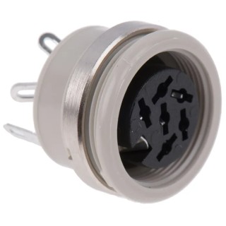 Hirschmann MAB 6 Pole Straight Standard DIN Socket, Panel Mount Female, 4A, 34 V AC/DC, IP30, Screw 930954517 MAB 6100 grey