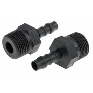 RS PRO Hose Connector Nylon Body Black, 6 mm ID, Male BSP Threaded Connector 3/8 in x 1/4 in 795-124