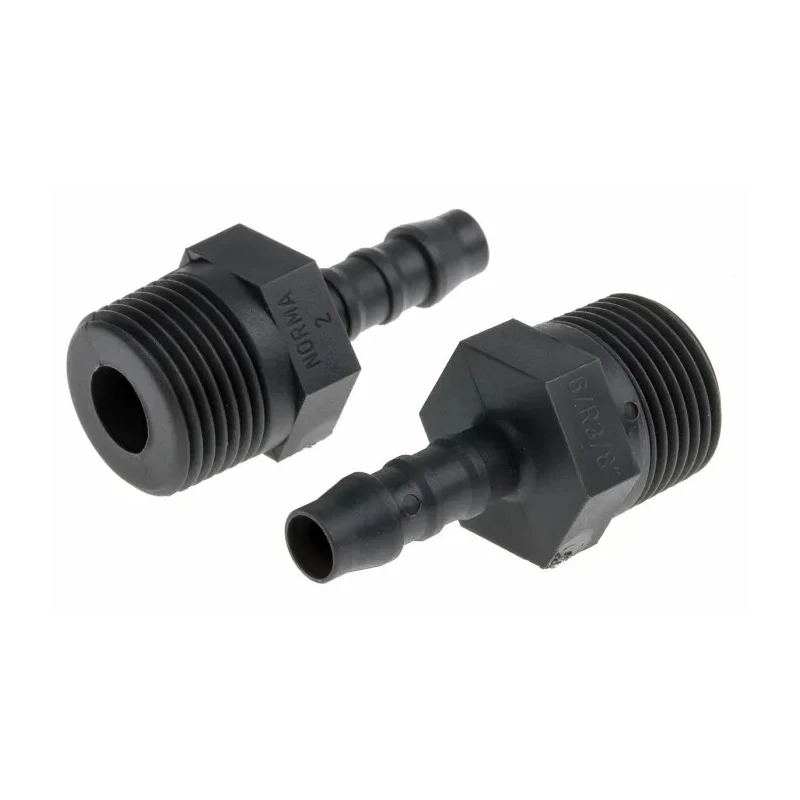RS PRO Hose Connector Nylon Body Black, 6 mm ID, Male BSP Threaded Connector 3/8 in x 1/4 in 795-124