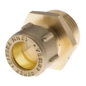 RS PRO Brass Pipe Fitting 3/4 In BSPP Male Compression Coupler, Male G 15 mm to Female 3/4 In 798-066