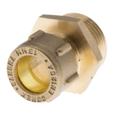 RS PRO Brass Pipe Fitting 3/4 In BSPP Male Compression Coupler, Male G 15 mm to Female 3/4 In 798-066