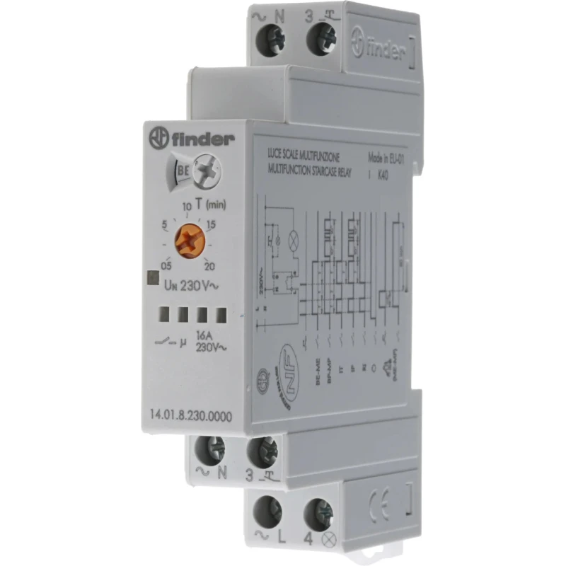 Finder 14 Staircase Timer, Screw Terminal, SPST-NO Contact, 230V Supply Voltage 14.01.8.230.0000