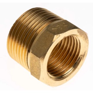 RS PRO Brass Pipe Fitting Straight Reducer Bush Male BSPT 3/4 in to Female BSP 1/2 in 798-331