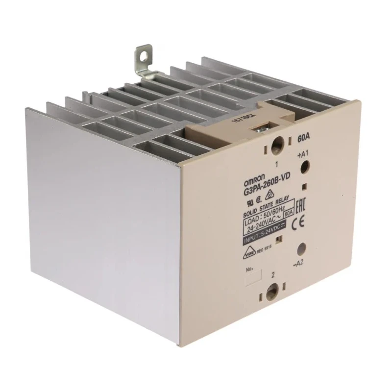 Omron Solid State Relay, DIN Rail Mount, 60A Load Current, 264V Maximum Load Voltage, Zero Cross Switching G3PA