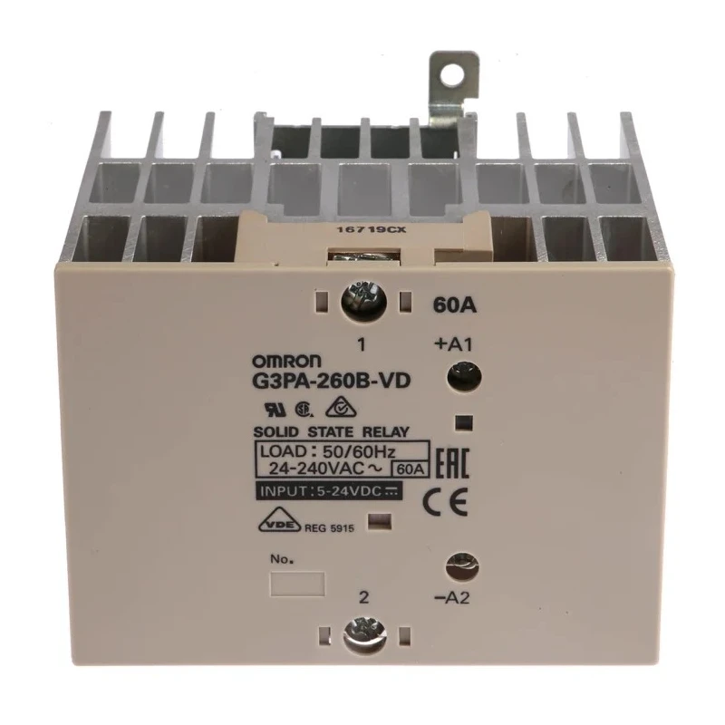 Omron Solid State Relay, DIN Rail Mount, 60A Load Current, 264V Maximum Load Voltage, Zero Cross Switching G3PA