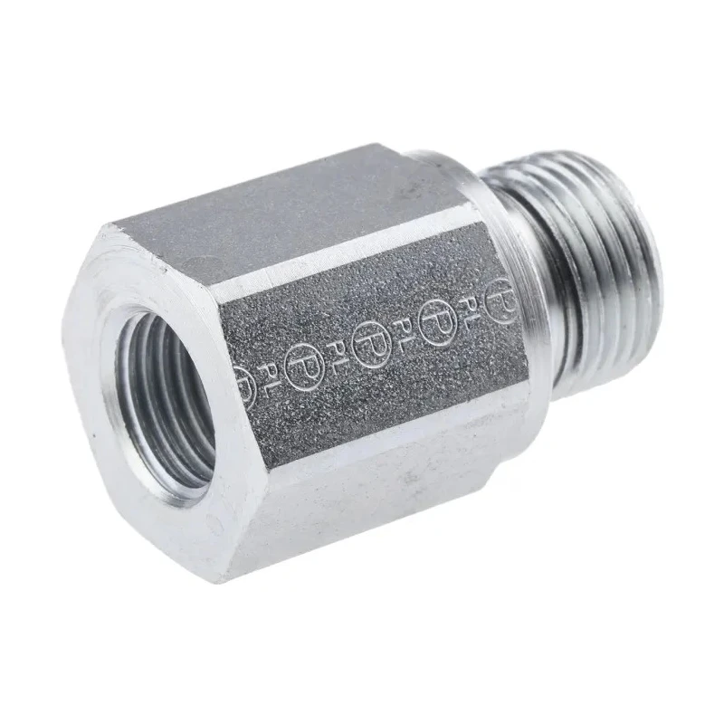 Parker Hydraulic Straight Threaded Reducer Male/Female BSPP Stainless Steel Steel 0.38 in Hose ID RI3/8EDX1/4CF