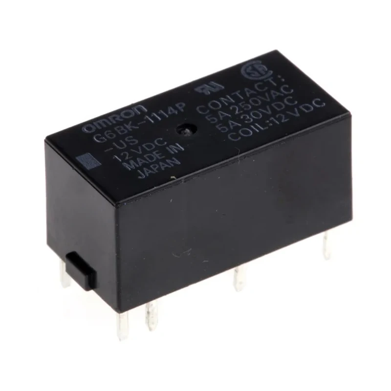 Omron Power Relay 12V DC Coil 5A Switching Current SPST PCB Mount G6BK-1114P-US DC12