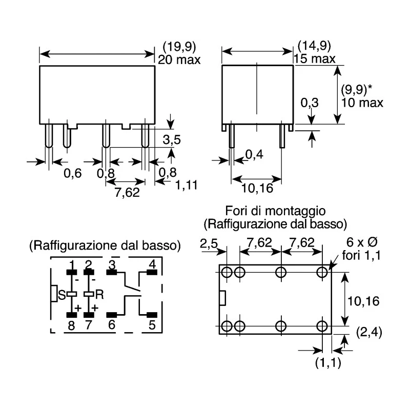 Omron Miniature PCB Power Relay 24V DC Coil 8A Switching Current SPDT G6CK-2114P-US DC24