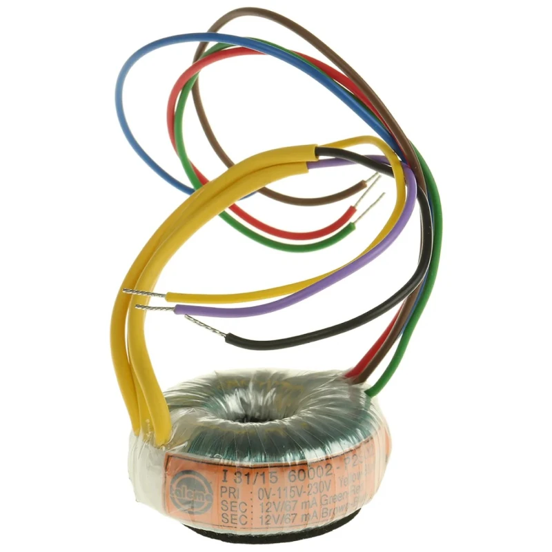 Nuvotem Talema 230 V ac 2 x 12 V ac Toroidal Transformer 2 Output 1.6 VA VDE0551 Class II EN60065 Class II 60002