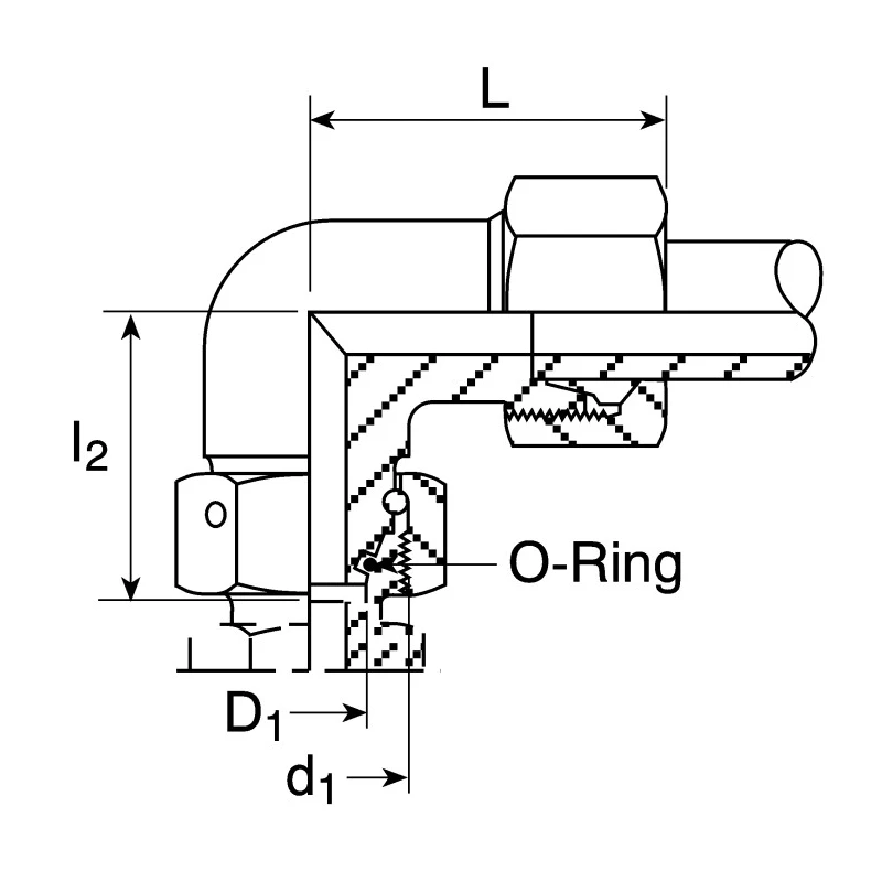 Parker Hydraulic Fitting 90° Elbow Steel Zinc Finish 8 mm Hose ID EW08LCF