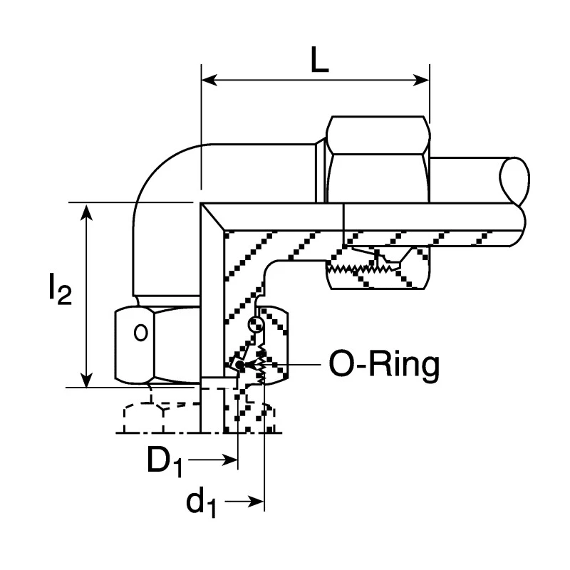 Parker Hydraulic Fitting 90° Elbow Steel Zinc Finish 8 mm Hose ID EW08LCF