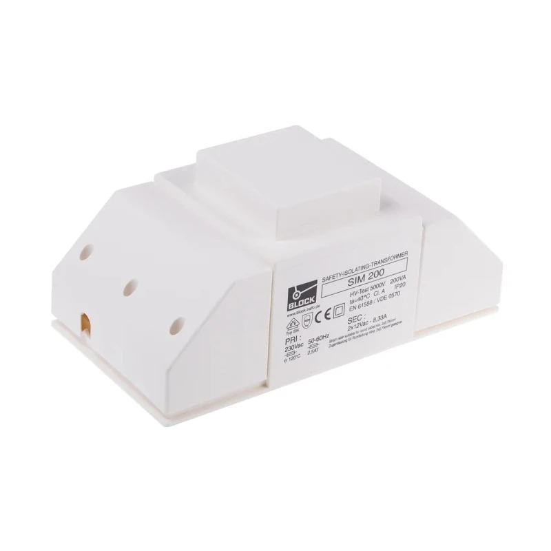 Block 2 Output 200 VA Chassis Mount Transformer, 230 V ac Primary, 2 x 12 V ac Secondary, cUL 506, EN 61558, VDE SIM 200