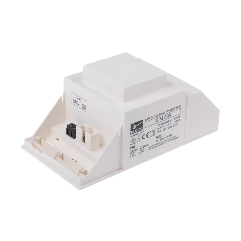 Block 2 Output 200 VA Chassis Mount Transformer, 230 V ac Primary, 2 x 12 V ac Secondary, cUL 506, EN 61558, VDE SIM 200