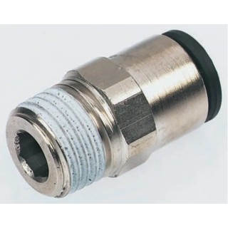 Legris Pneumatic Fitting LF3000 Series Male Threaded-to-Tube Push-In 14 mm Nickel Plated Brass 3/8 in R LF3000