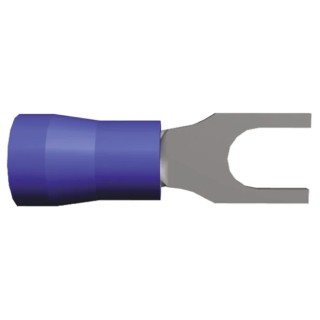 TE Connectivity Insulated Fork Terminal, 16 AWG to 14 AWG, 4.17 mm Stud Size, Blue 165012