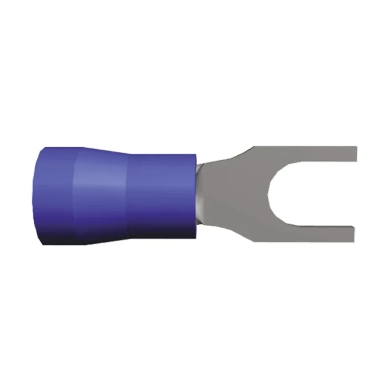 TE Connectivity Insulated Fork Terminal, 16 AWG to 14 AWG, 4.17 mm Stud Size, Blue 165012