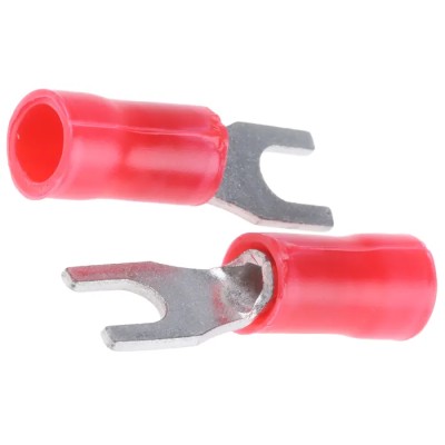 TE Connectivity PLASTI-GRIP Insulated Fork Terminal 22 AWG to 16 AWG 3 mm Stud Size Red 165004