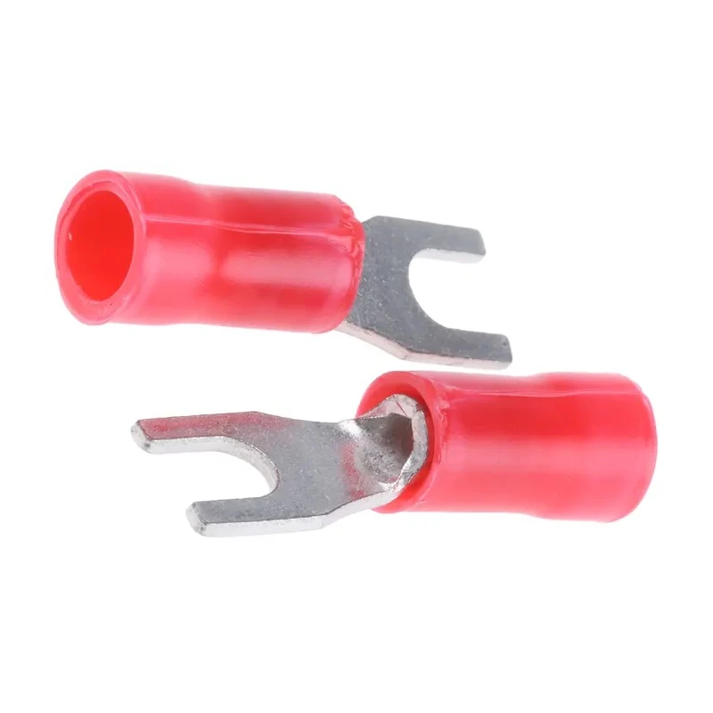 TE Connectivity PLASTI-GRIP Insulated Fork Terminal 22 AWG to 16 AWG 3 mm Stud Size Red 165004