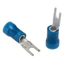TE Connectivity PLASTI-GRIP Insulated Fork Terminal 16 AWG to 14 AWG Vinyl Insulation Blue 3.02 mm Stud Size 132528-1