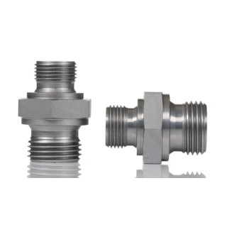 Parker Hydraulic Straight Threaded Adapter Female, Male, 60°, Steel Zinc Finish, 0.38 in Hose ID 8-6HMK4S