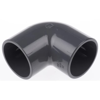Georg Fischer Plastic Pipe Fitting 90° Push-in Elbow 40 mm PVC-U Grey 16 bar 721100109