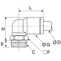 Legris LF3000 Series Male Pneumatic Fitting Nickel Plated Brass 1/8 in G Thread LF3000