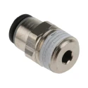 Legris Pneumatic Fitting LF3000 Series Male Threaded-to-Tube 1/8 in R, Push-In 4 mm, Nickel Plated Brass, 80°C, 20 bar LF3000