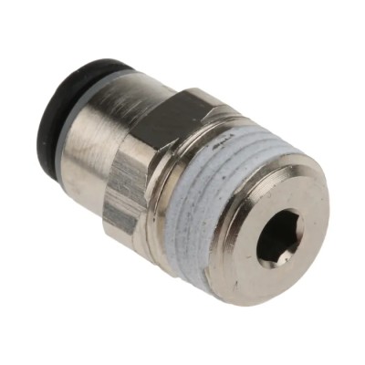 Legris Pneumatic Fitting LF3000 Series Male Threaded-to-Tube 1/8 in R, Push-In 4 mm, Nickel Plated Brass, 80°C, 20 bar LF3000