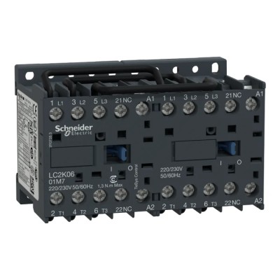 Schneider Electric LC2K Reversing Contactor, 24V AC Coil, 3-Pole, 6 A, 3 kW, 3 NO, 690V AC LC2K0601B7