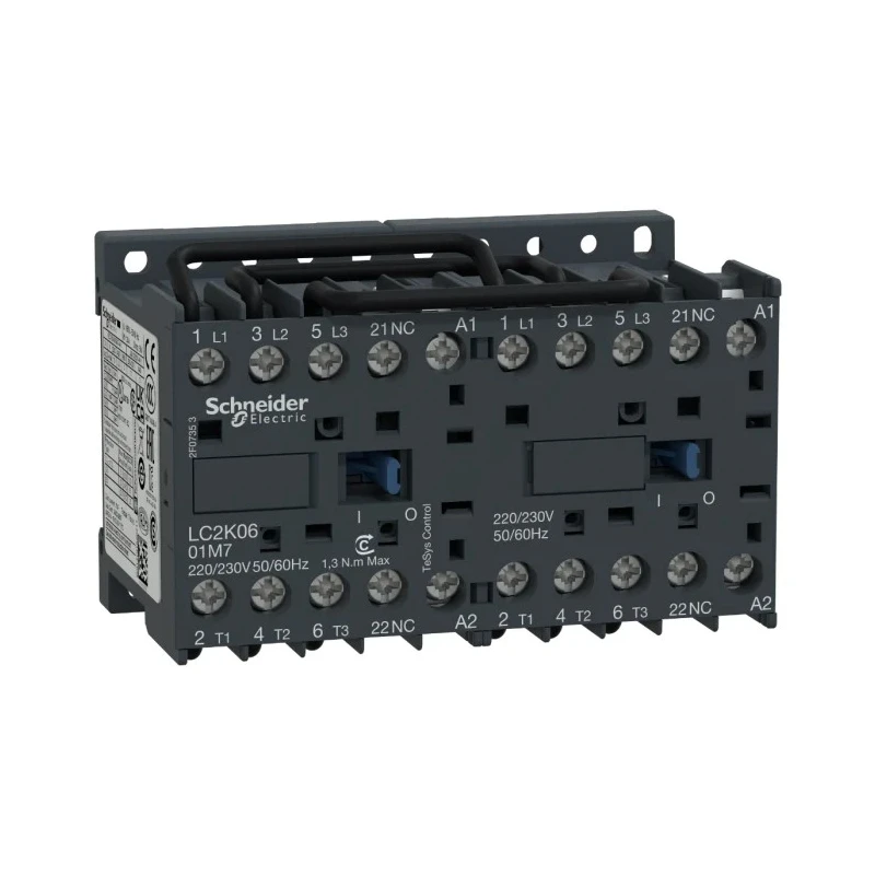 Schneider Electric LC2K Reversing Contactor, 24V AC Coil, 3-Pole, 6 A, 3 kW, 3 NO, 690V AC LC2K0601B7