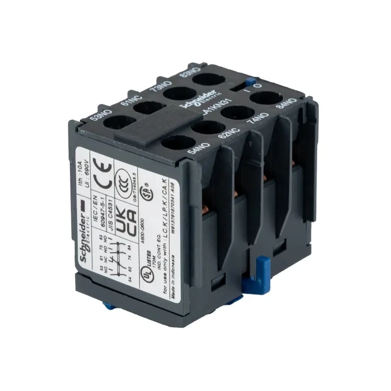Schneider Electric Auxiliary Contact, 4 Contact, 3 NO/1 NC Configuration, Screw Mount, DIN Rail, 10 A Current, 600V LA1KN31
