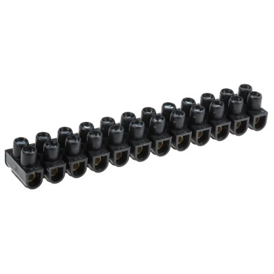 Legrand Terminal Strip 12-Way 2.5mm² Wire 24A Screw 400V Polypropylene Black Female Direct Mount 0 342 11