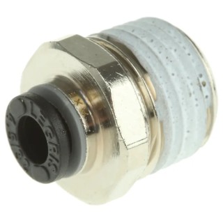 Legris Pneumatic Fitting LF3000 Series Male 1/4 in R Threaded-to-Tube Push-in 4mm Nickel Plated Brass LF3000